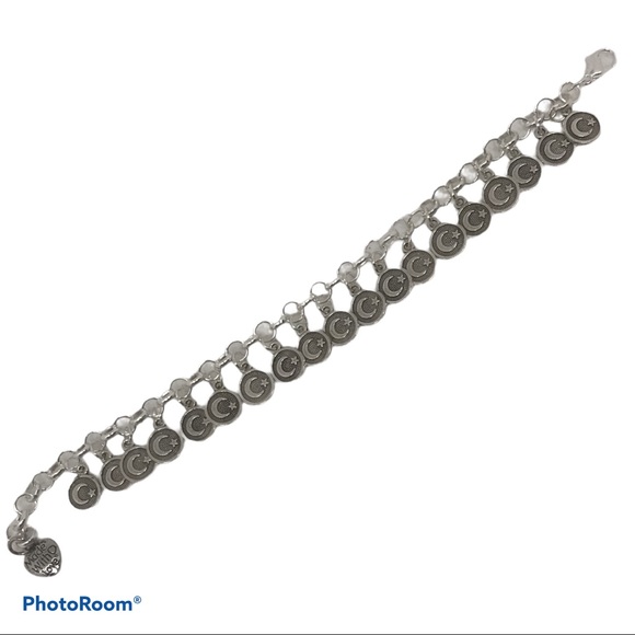 Crescent Moon Star Charm Bracelet Wicca Plus Bonus threader earrings - Picture 3 of 4